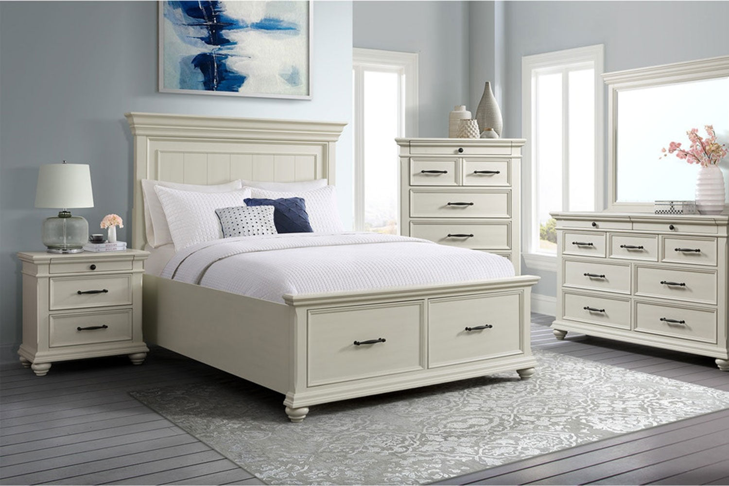 643112000:Slater Panel Bed w/ Storage in White, Eastern King, Image 3