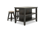 337256973:Stone Counter Height Stool in Charcoal, Upholstered, Swivel, Image 2