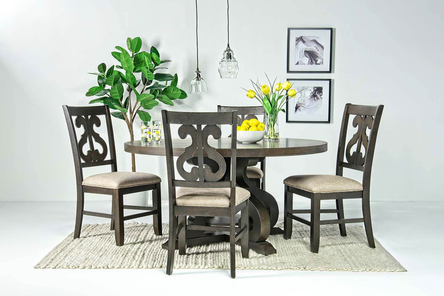 851292876:Stone Round Dining Table in Charcoal, Image 4