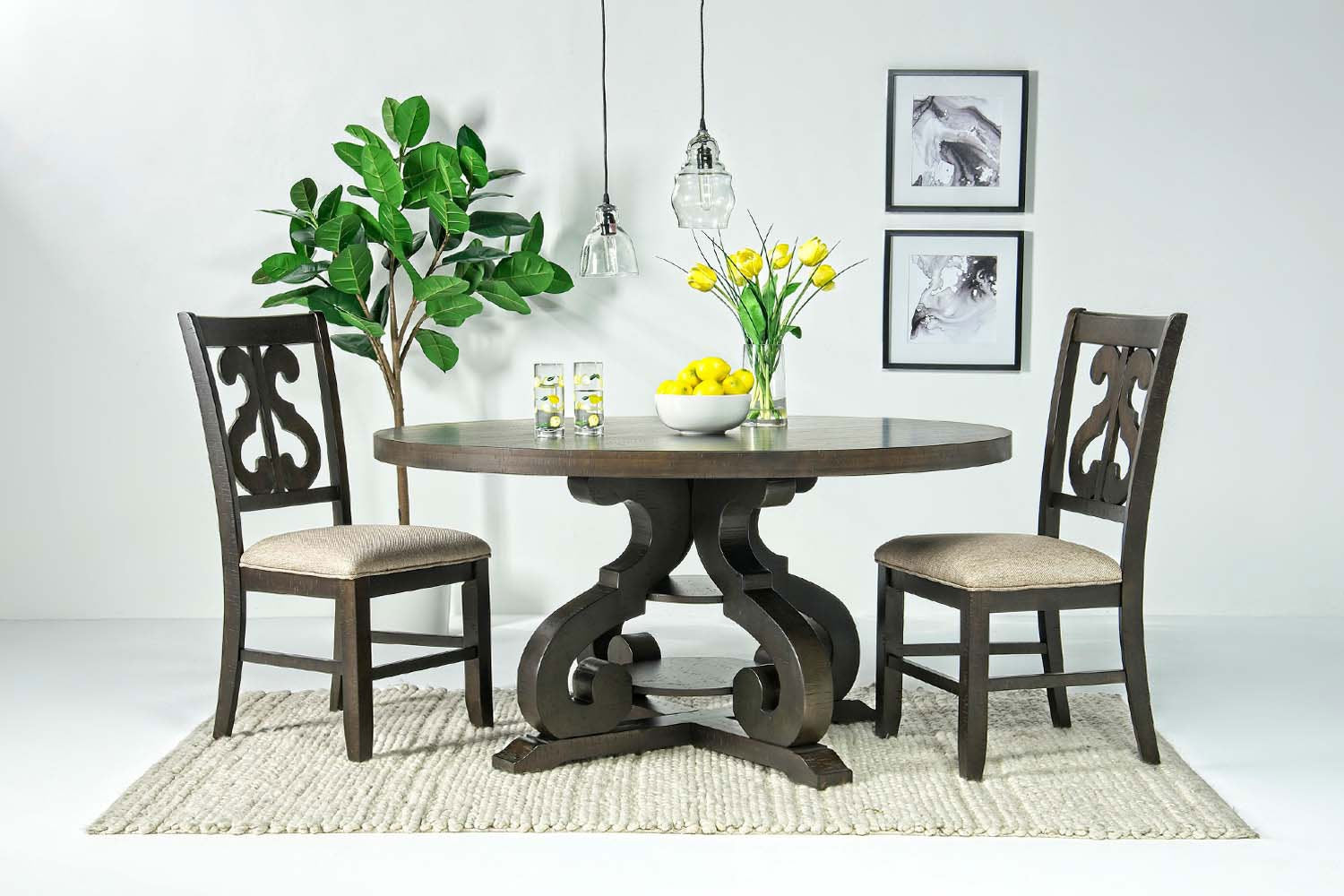 851292876:Stone Round Dining Table in Charcoal, Image 3