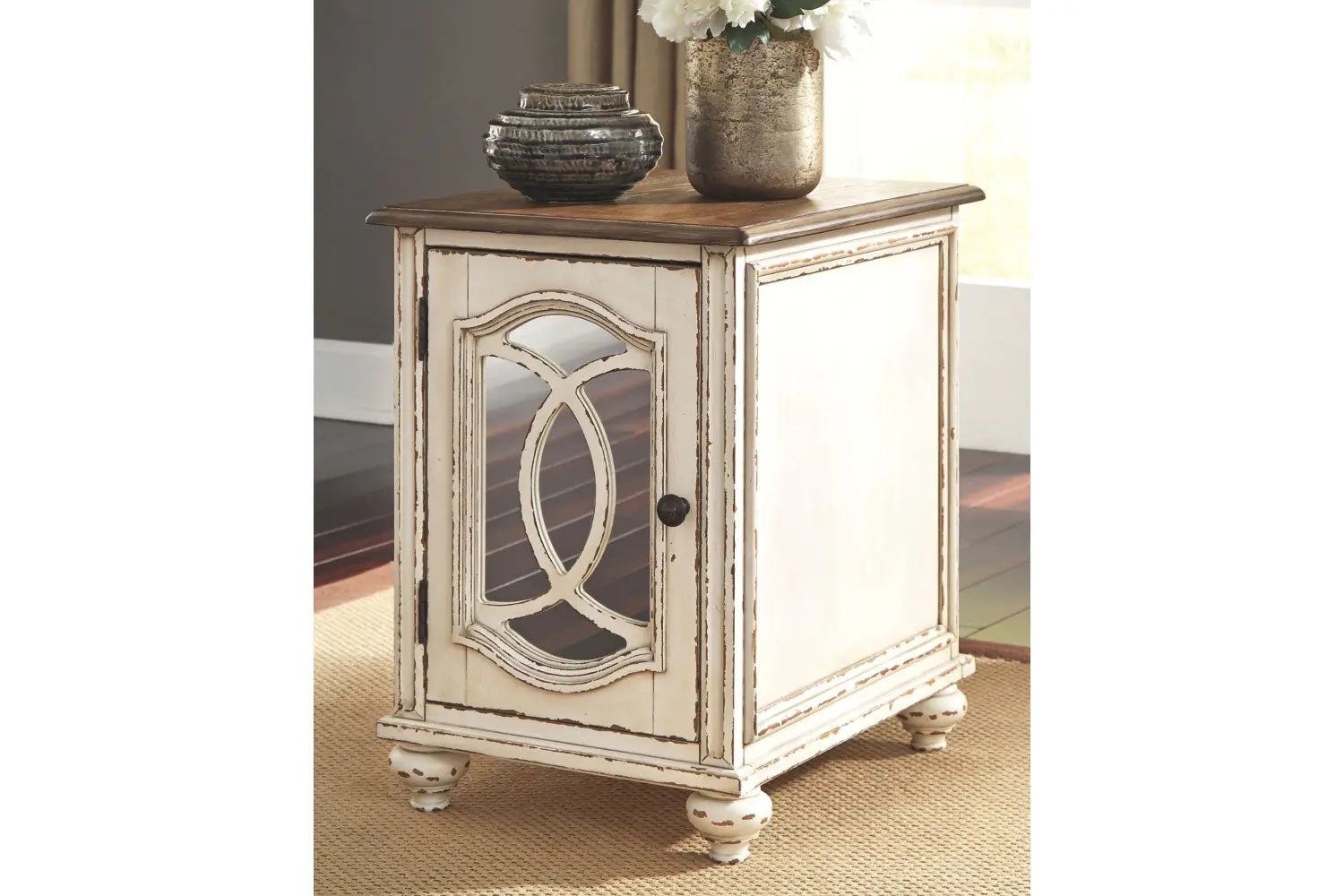 281948431:Realyn Chairside Table in White & Brown, Image 3