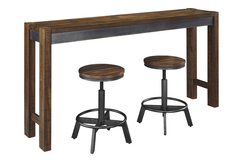 171613626:Torjin Bar Height Table & 2 Stools in Brown