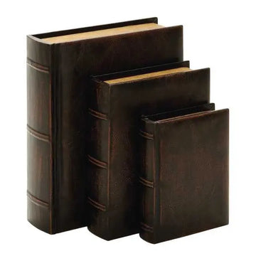 861976520:Vintage Leather Book Boxes, Set of 3, Image 1