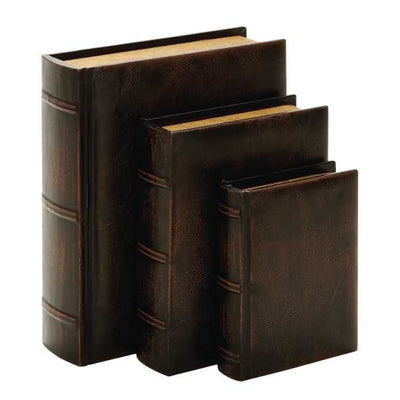 861976520:Vintage Leather Book Boxes, Set of 3, Image 1