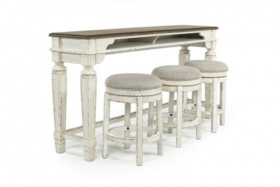 Realyn Sofa Bar Table In Antiqued Two Tone Finish Mor Furniture