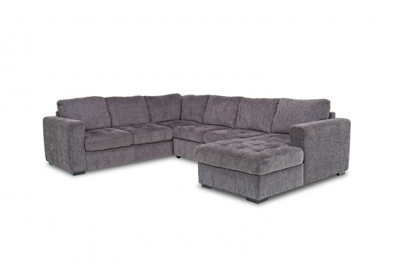 Claire Full Pullout Tux Chaise Sectional In Gray Right Facing