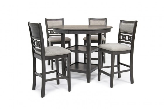 Gia Round Counter Height Dining Table 4 Stools In Gray Mor Furniture