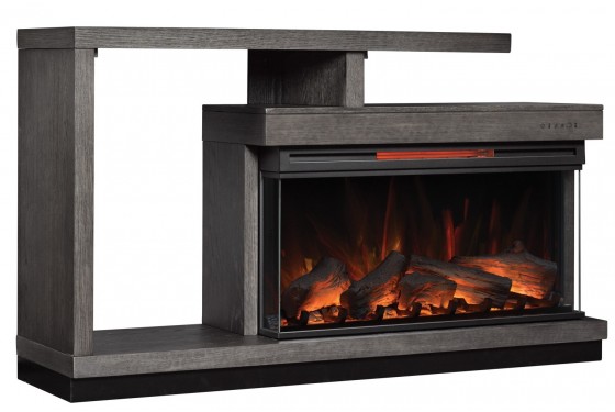 Wright Console W Fireplace Insert In Gray Mor Furniture