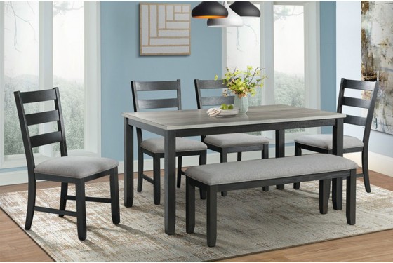 Martin Dining Table 4 Chairs Bench In Gray Mor Furniture