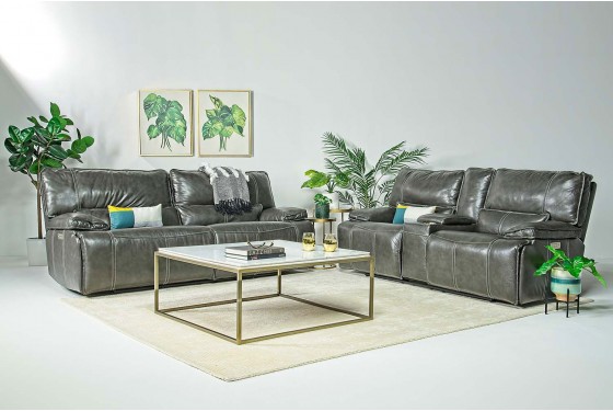 Sofia 3 Power Leather Sofa In Gray Mor Furniture