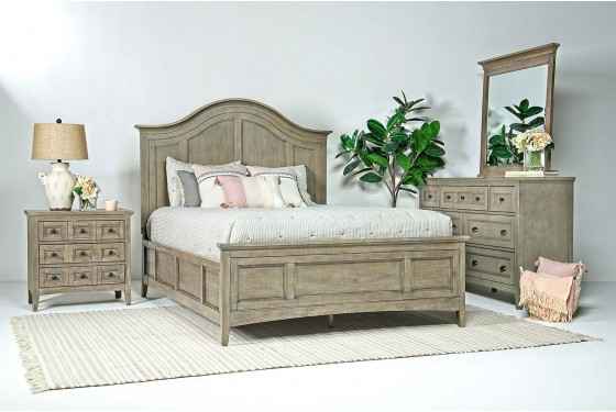 Bay Creek Arch Panel Bed Dresser Mirror Nightstand In Light