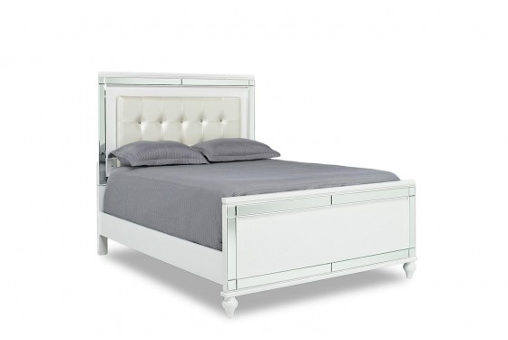 Valentino Panel Bed in White, Eastern King | Mor Furniture