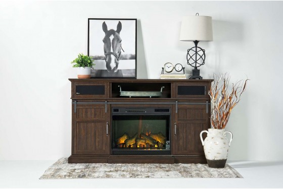 Manning Console W Fireplace Insert In Brown 68 Inch Mor Furniture
