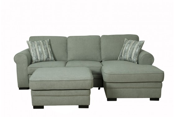 Abigail Full Pullout Sofa Chaise In Gray Right Facing Mor Furniture