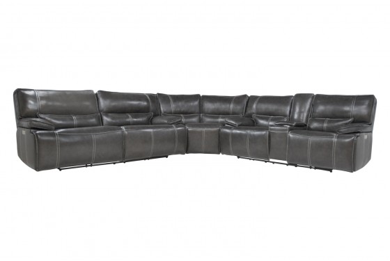 Sofia 3 Piece 3 Power Sectional In Gray Leather Mor Furniture