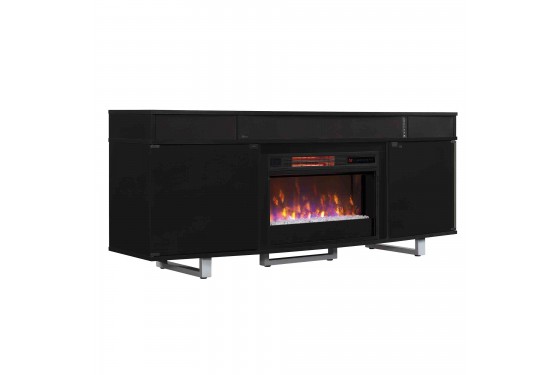 Enterprise Console W Fireplace Insert In Black 72 Inch Mor