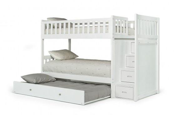 Harlow Twin Over Twin Bunk Bed With Trundle In White Mor Furniture