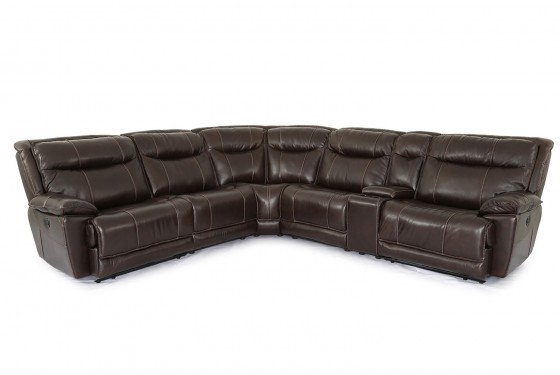 Boba 6 Piece Reclining Sectional In Brown Leather Mor Furniture