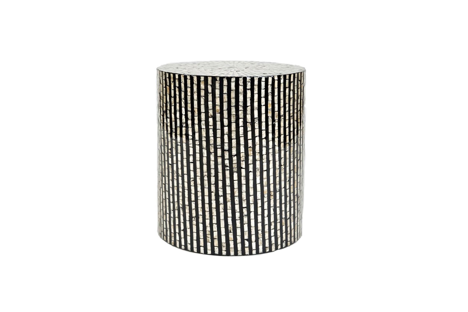 Capiz Drum Accent Table in Black Mor Furniture