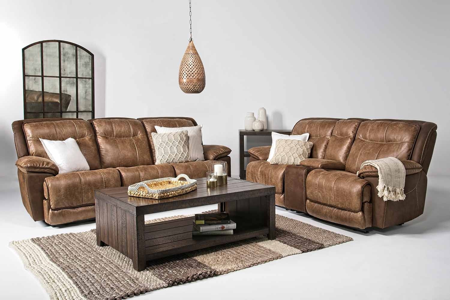 Bubba Reclining Sofa & Loveseat in Brown Mor Furniture