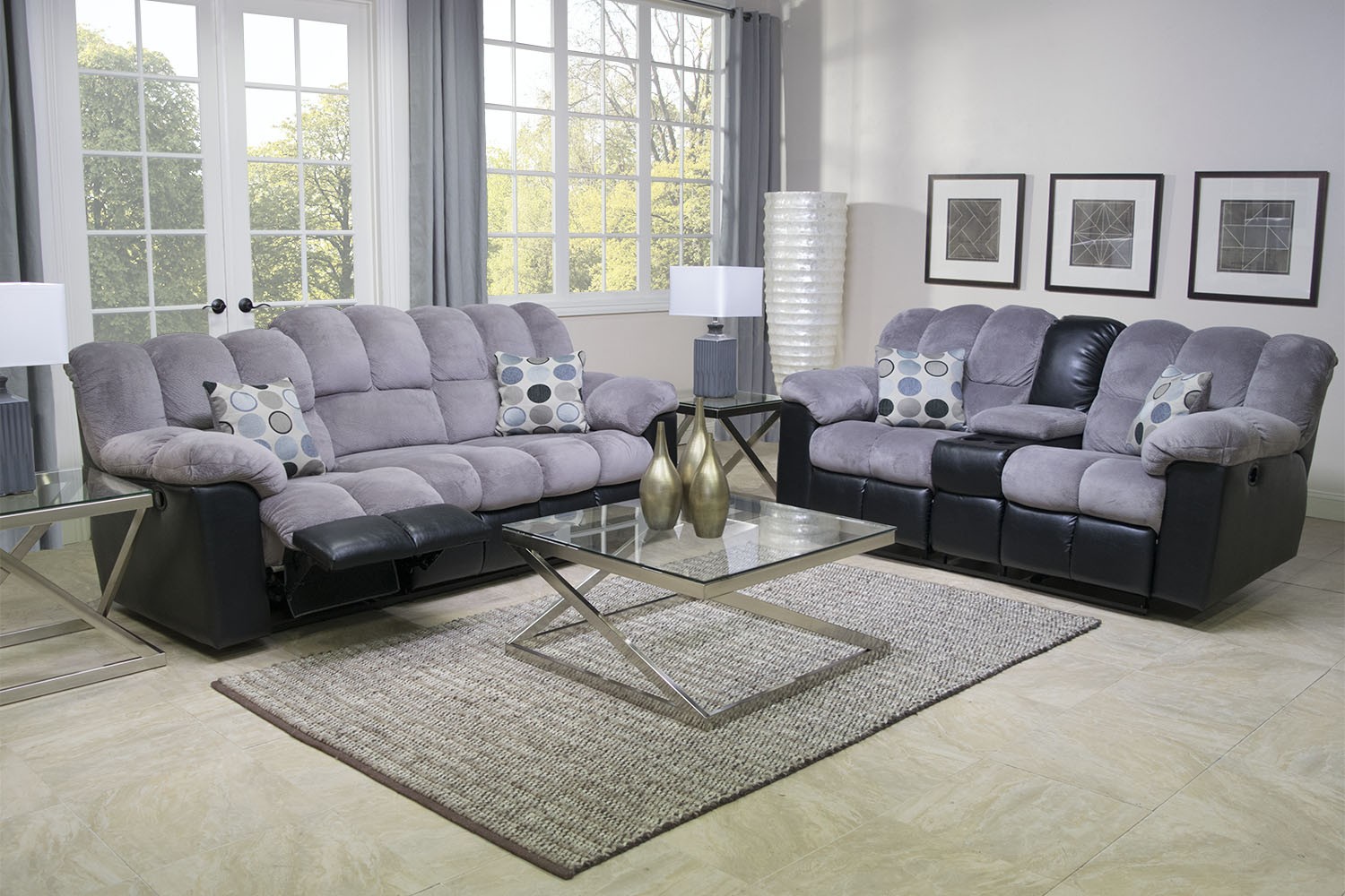 Fountain Gray Reclining Sofa Living Room Sofas Mor Furniture For Less Fountain Reclining Sofa In Gray Media Image 3