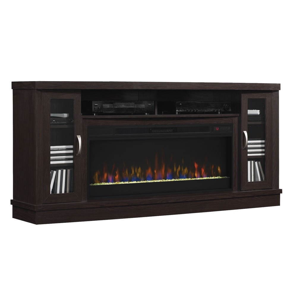 Hutchinson 70" TV Console with Fireplace in Brown | Mor ...