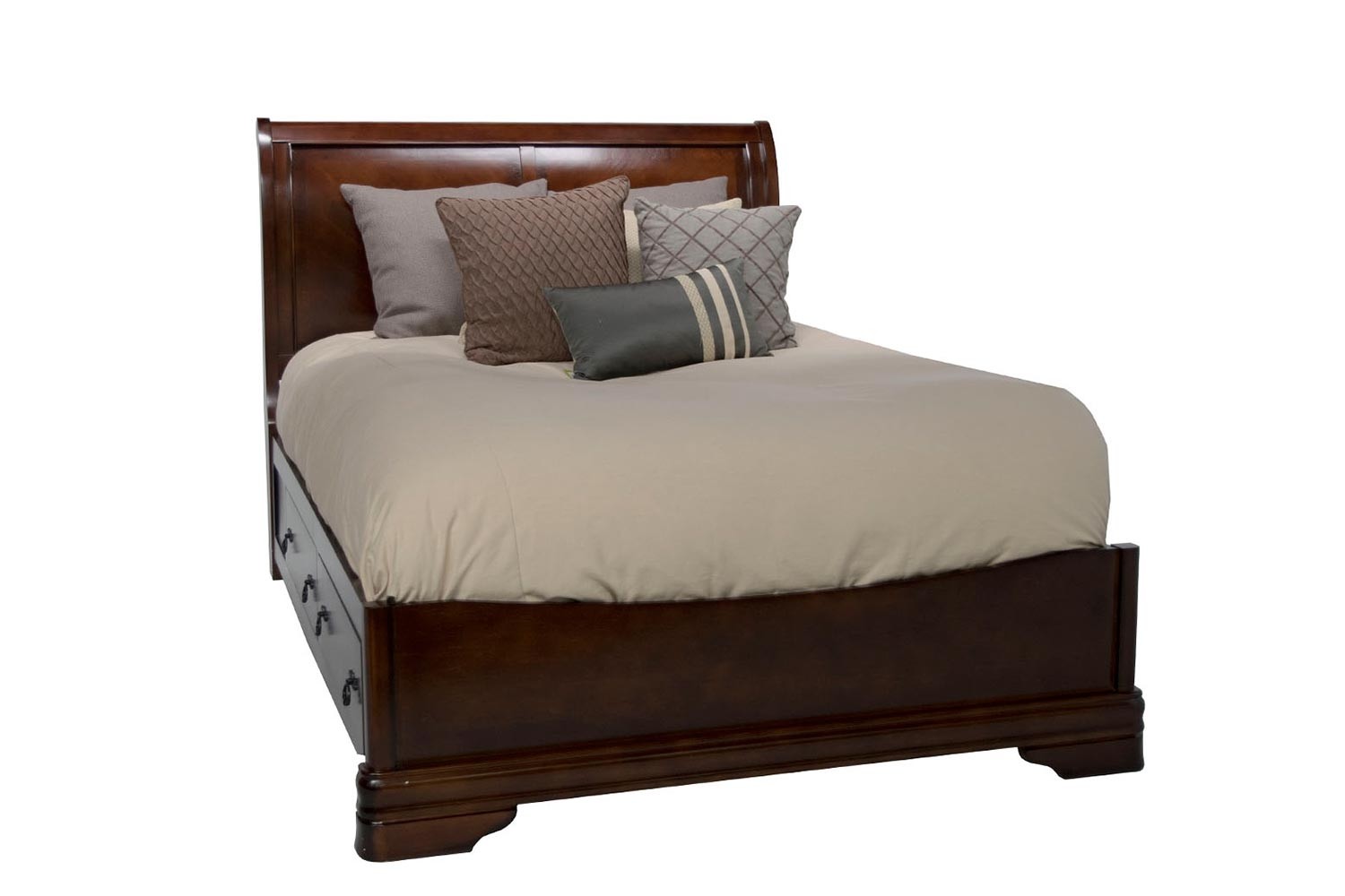 Sheridan Sleigh Bed w/ Storage in Brown, California King Mor Furniture