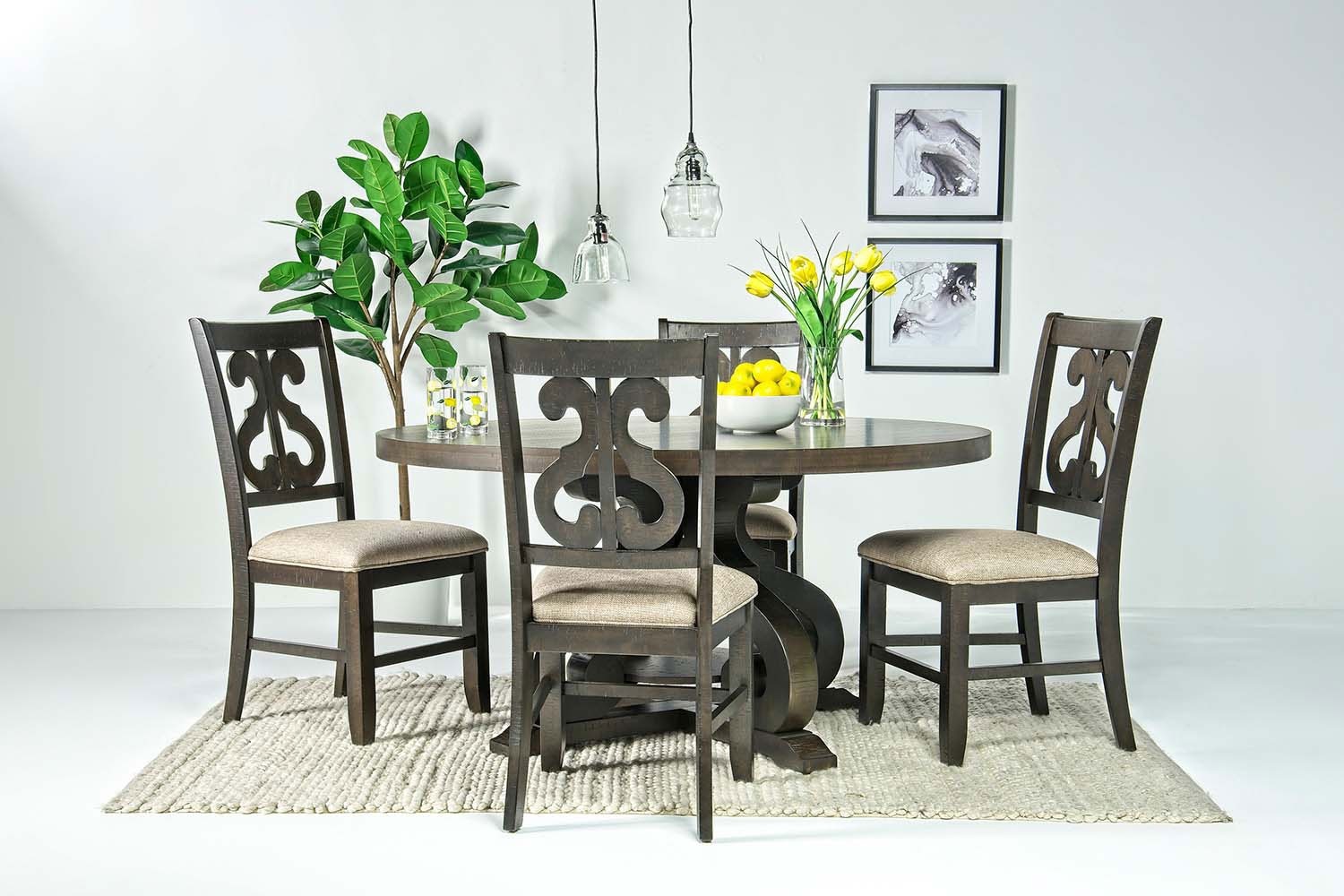 Stone Round Dining Room in Charcoal Mor Furniture