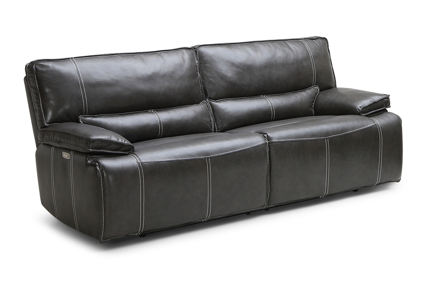 Sofia Gray Power Leather Sofa Mor Furniture